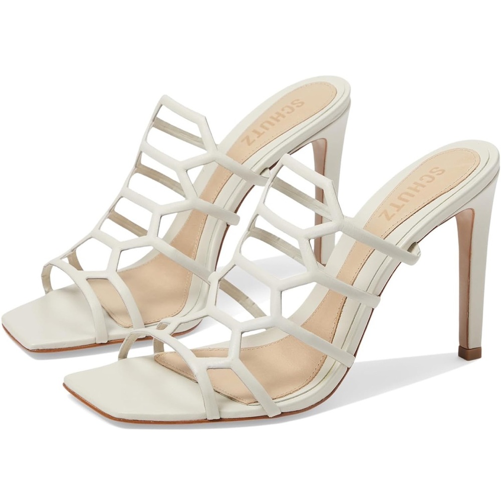 *NWT* SCHUTZ White Juliana Weekend Nappa Leather Heeled Sandal